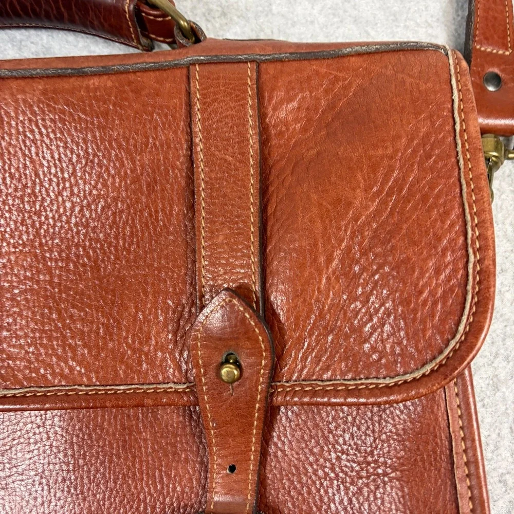 Levenger Tusting Clipper Full Grain Leather Messenger Briefcase Made In England